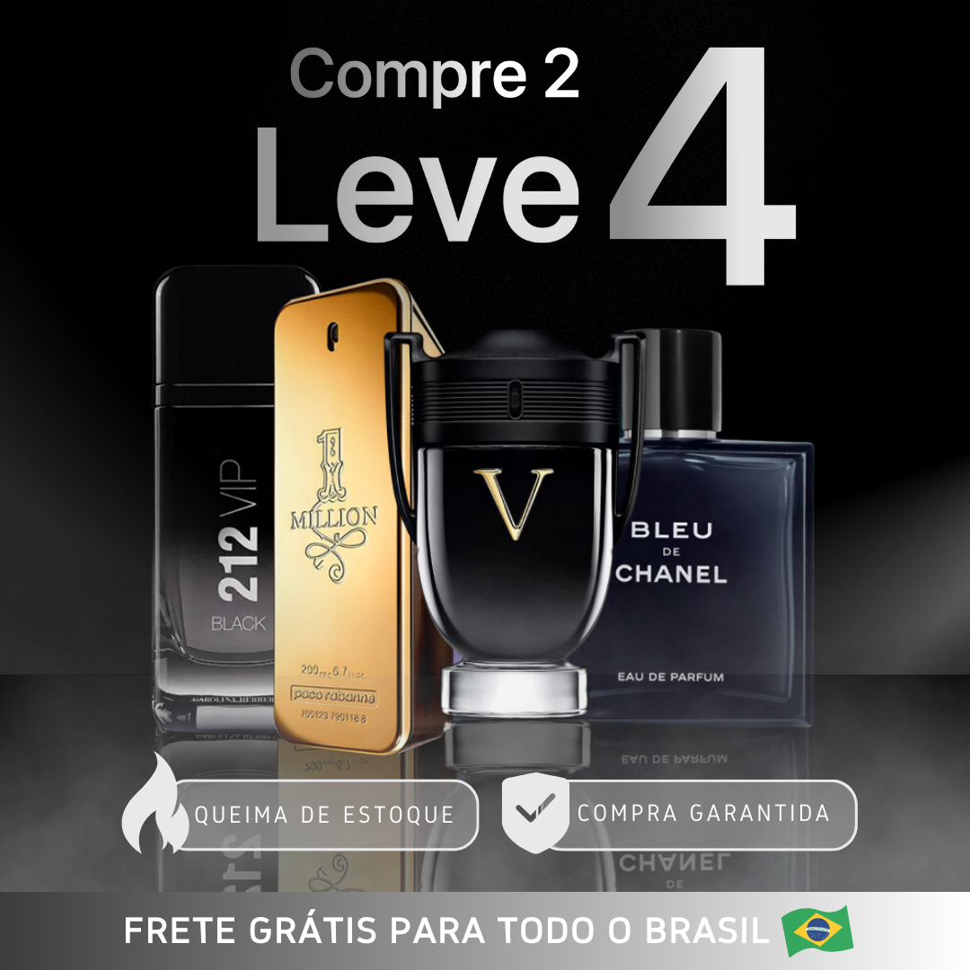 4 Perfumes Masculinos Importados (100 ml) - 1 Million | 212 Black | Invictus V| Bleu