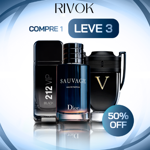 KIT CAZINI LEGÍTIMO [PAGUE1LEVE3] - Kit 3 Perfumes Importados Masculino - 1 Sauvage Dior , Paco Rabanne Invictus Victory e 212 VIP Black Carolina Herrera (100ml cada)